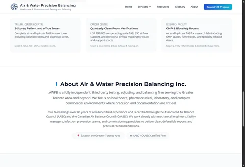 Air & Water Precision Balancing representative projects section