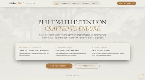 Dura Build Contracting redesigned homepage preview
